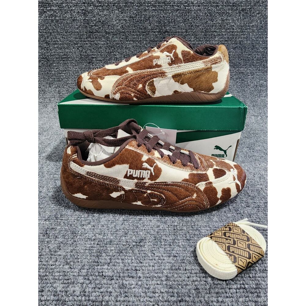 PUMA Speedcat Cow Print Women's Sneakers -Chocolate Brown/Gum -Size 8- 40614101